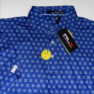 Ralph Lauren RLX Golf Polo shirt Men's L UPF Wicking Blue print UV NWT $98